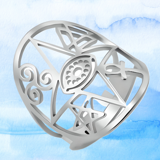 Imagen de +3 Modelos y Colores  Anillo de Acero Inoxidable con  6 Poderosísimos Símbolos  de Protección -AJUSTABLE x1ani