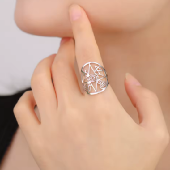 Imagen de +3 Modelos y Colores  Anillo de Acero Inoxidable con  6 Poderosísimos Símbolos  de Protección -AJUSTABLE x1ani