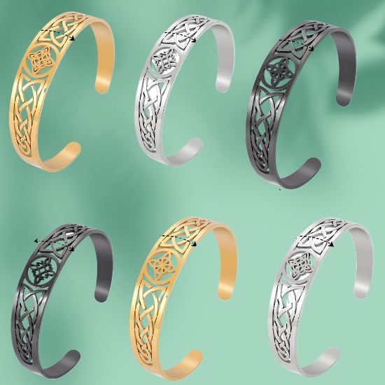 Imagen de + 9 Modelos  para Seleccionar de  Brazalete Nudo de Bruja CURADO Ajustable de ACERO INOXIDABLE Espesor de 2 mm Alta Durabilidad para Uso Rudo  X1BRA