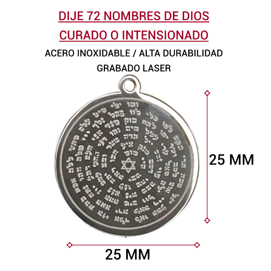 Imagen de Poderoso Talisman Protector Curado 72 Nombres de Dios Dije Acero Inoxidable Alta Durabilidad en Collar o Pulsera o Llavero (4 Modelos para Escoger) en Llavero o Collar-X1