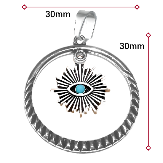 Imagen de 1 Dije Ojo de Dios + Santisima Trinidad 20x20mm Curado o Intensionado Acero Inoxidable Alta Durabilidad en Pulsera o Llavero o Collar+4 Modelos para Escoger -x1