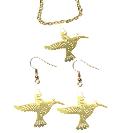 Imagen de Hermoso Dije Colibri Grande Acero Inoxidable  en Aretes, Dije/Collar o Juego Alta Durabilidad+ 9 Modelos a Escoger X1col