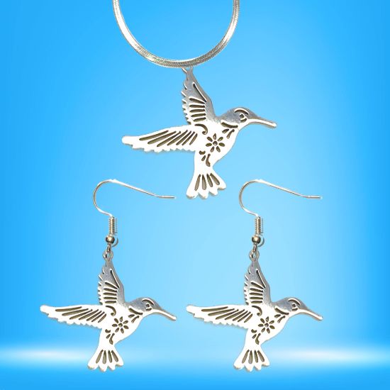 Imagen de Hermoso Dije Colibri Grande Acero Inoxidable  en Aretes, Dije/Collar o Juego Alta Durabilidad+ 9 Modelos a Escoger X1col
