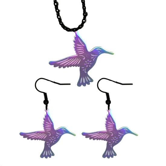 Imagen de Hermoso Dije Colibri Grande Acero Inoxidable  en Aretes, Dije/Collar o Juego Alta Durabilidad+ 9 Modelos a Escoger X1col