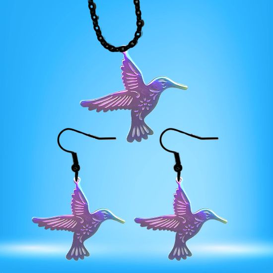 Imagen de Hermoso Dije Colibri Grande Acero Inoxidable  en Aretes, Dije/Collar o Juego Alta Durabilidad+ 9 Modelos a Escoger X1col