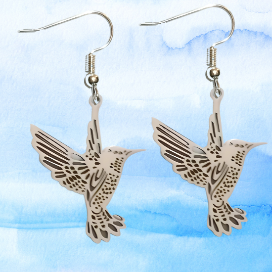 Imagen de Hermoso Dije Colibri Grande Acero Inoxidable  en Aretes, Dije/Collar o Juego Alta Durabilidad+ 9 Modelos a Escoger X1col