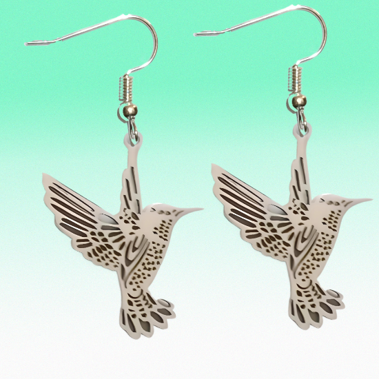 Imagen de Hermoso Dije Colibri Grande Acero Inoxidable  en Aretes, Dije/Collar o Juego Alta Durabilidad+ 9 Modelos a Escoger X1col