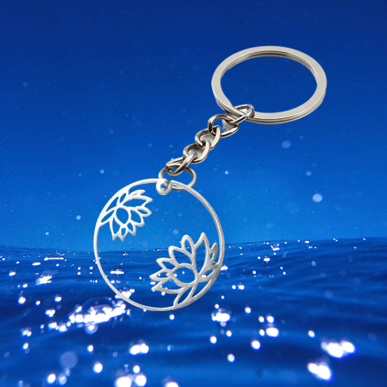 Imagen de Flor de Loto Mediana o Grande Acero Inoxidable (Meditacion Yoga ) Dije, Collar o LLavero x1loto