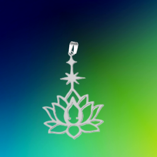 Imagen de Flor de Loto Mediana o Grande Acero Inoxidable (Meditacion Yoga ) Dije, Collar o LLavero x1loto