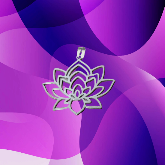Imagen de Flor de Loto Mediana o Grande Acero Inoxidable (Meditacion Yoga ) Dije, Collar o LLavero x1loto