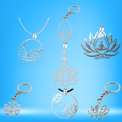 Imagen de Flor de Loto Mediana o Grande Acero Inoxidable (Meditacion Yoga ) Dije, Collar o LLavero x1loto
