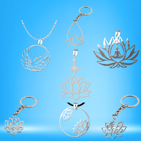 Imagen de Flor de Loto Mediana o Grande Acero Inoxidable (Meditacion Yoga ) Dije, Collar o LLavero x1loto