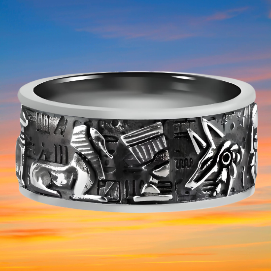 Imagen de 1 Anillo  Egipcio 9 Modelos para Escoger ( Escarabajo, Ank, Ojo de Horus, Anubis, Esfinge, Osiris, Bastet, IBIS, Rha) a Escoger  con  Poderosa Simbolo  deProteccion Activada Ajustable Alta Durabilidad de Uso Rudo X12Egip