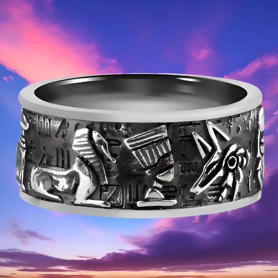 Imagen de 1 Anillo  Egipcio 9 Modelos para Escoger ( Escarabajo, Ank, Ojo de Horus, Anubis, Esfinge, Osiris, Bastet, IBIS, Rha) a Escoger  con  Poderosa Simbolo  deProteccion Activada Ajustable Alta Durabilidad de Uso Rudo X12Egip