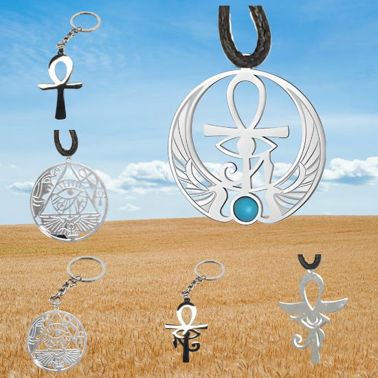 Imagen de Dije  Ank o Llave de la Vida con o sin  Ojo Horus  con o sin  5  Simbolos Poderoso Talisman Activado e n Collar o Llavero  + 6 Modelos para Escoger  x12egip