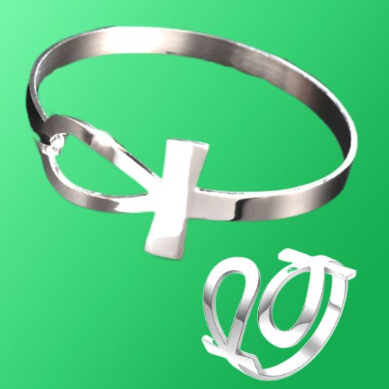 Imagen de 1 Brazalete o 1 Anillo o  1Juego (1 Brazalete + 1 Anillo ) de Cruz Egipcia o Llave de la Vida  ACERO INOXIDABLE Y AJUSTABLE C. Plata  Poderosa Proteccion ACTVADA  Talisman Protector Alta Durabilidad de Uso Rudo / 5 Modelos Para Escoger x12egip
