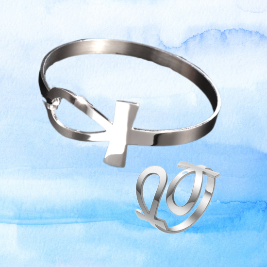 Imagen de 1 Brazalete o 1 Anillo o  1Juego (1 Brazalete + 1 Anillo ) de Cruz Egipcia o Llave de la Vida  ACERO INOXIDABLE Y AJUSTABLE C. Plata  Poderosa Proteccion ACTVADA  Talisman Protector Alta Durabilidad de Uso Rudo / 5 Modelos Para Escoger x12egip
