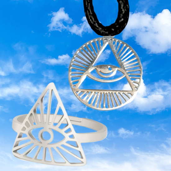 Imagen de 1 Dije Ojo de Dios + Santisima Trinidad 20x20mm Curado o Intensionado Acero Inoxidable Alta Durabilidad en Pulsera o Llavero o Collar+4 Modelos para Escoger -x1