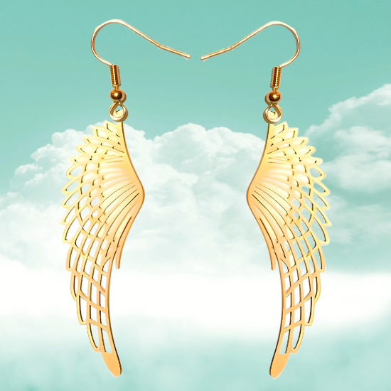 Imagen de Hermosas Alas de Angel Acero Inoxidable en Aretes o Dije-Collar+ de 9 modelos para Escoger x1-alas