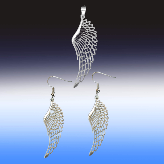 Imagen de Hermosas Alas de Angel Acero Inoxidable en Aretes o Dije-Collar+ de 9 modelos para Escoger x1-alas