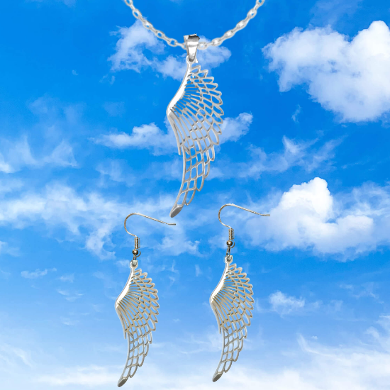 Imagen de Hermosas Alas de Angel Acero Inoxidable en Aretes o Dije-Collar+ de 9 modelos para Escoger x1-alas