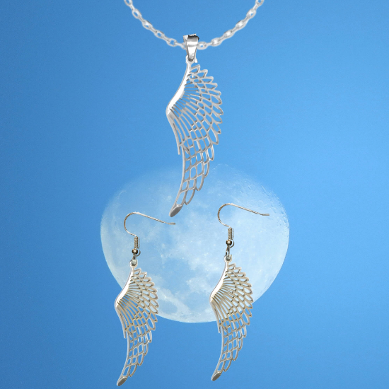 Imagen de Hermosas Alas de Angel Acero Inoxidable en Aretes o Dije-Collar+ de 9 modelos para Escoger x1-alas