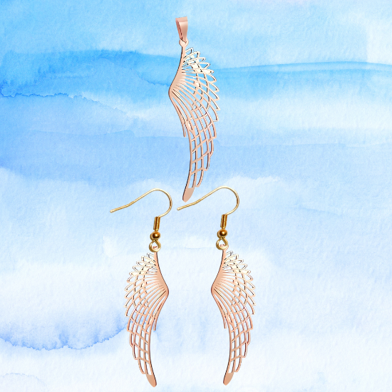 Imagen de Hermosas Alas de Angel Acero Inoxidable en Aretes o Dije-Collar+ de 9 modelos para Escoger x1-alas