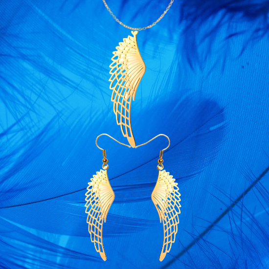 Imagen de Hermosas Alas de Angel Acero Inoxidable en Aretes o Dije-Collar+ de 9 modelos para Escoger x1-alas