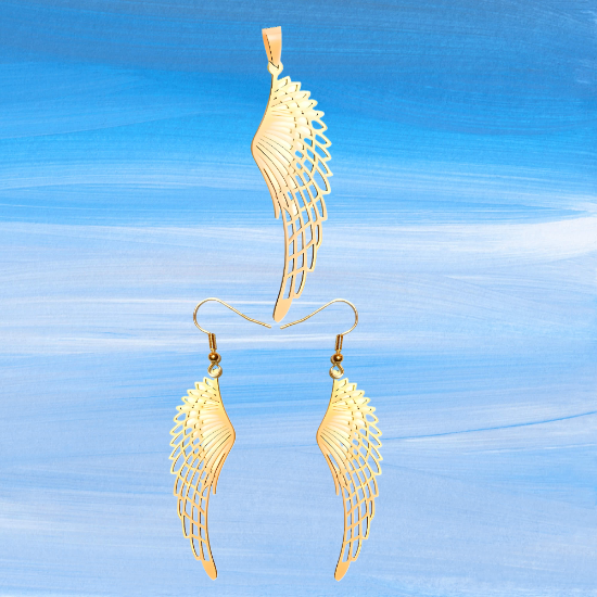 Imagen de Hermosas Alas de Angel Acero Inoxidable en Aretes o Dije-Collar+ de 9 modelos para Escoger x1-alas