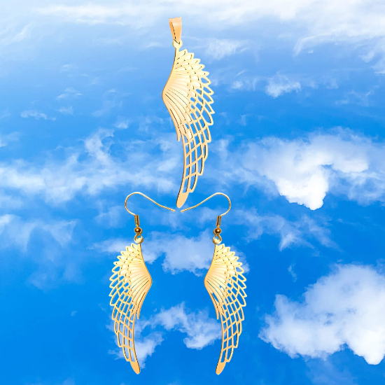 Imagen de Hermosas Alas de Angel Acero Inoxidable en Aretes o Dije-Collar+ de 9 modelos para Escoger x1-alas