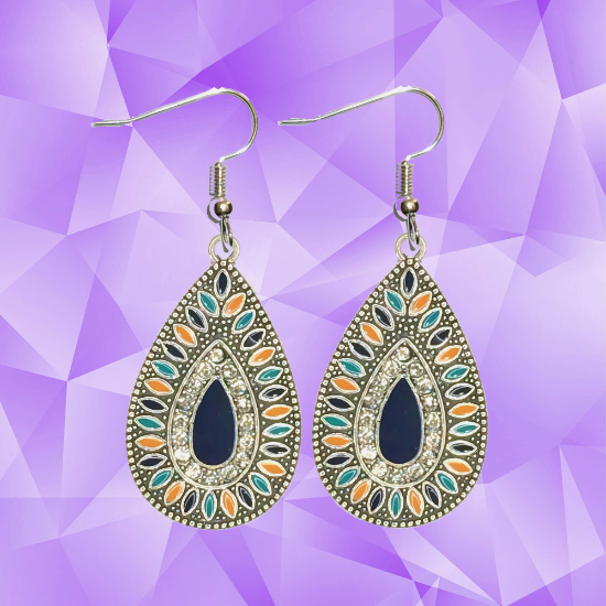 Imagen de Elegantes Dije(s)  en 1 Par Aretes o  en Juego Alta Durabilidad Gota Grande 35x25mm + Incrustaciones Cristal Zirconia Para Toda Ocasion +9 MOdelos a Escoger x1aregg