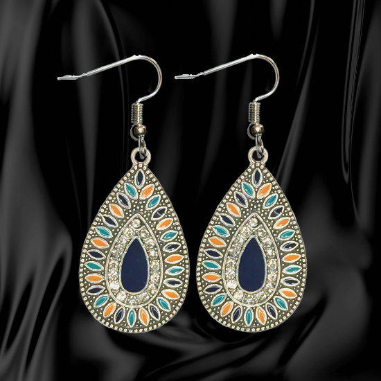 Imagen de Elegantes Dije(s)  en 1 Par Aretes o  en Juego Alta Durabilidad Gota Grande 35x25mm + Incrustaciones Cristal Zirconia Para Toda Ocasion +9 MOdelos a Escoger x1aregg