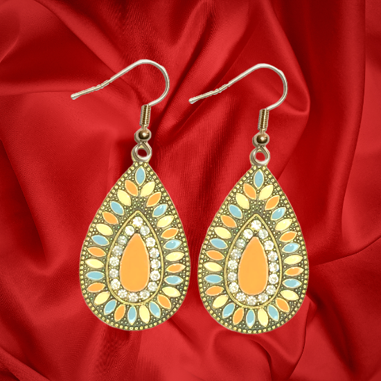 Imagen de Elegantes Dije(s)  en 1 Par Aretes o  en Juego Alta Durabilidad Gota Grande 35x25mm + Incrustaciones Cristal Zirconia Para Toda Ocasion +9 MOdelos a Escoger x1aregg