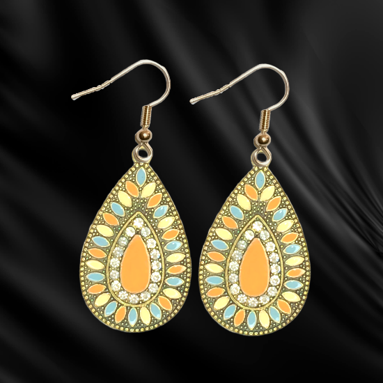 Imagen de Elegantes Dije(s)  en 1 Par Aretes o  en Juego Alta Durabilidad Gota Grande 35x25mm + Incrustaciones Cristal Zirconia Para Toda Ocasion +9 MOdelos a Escoger x1aregg