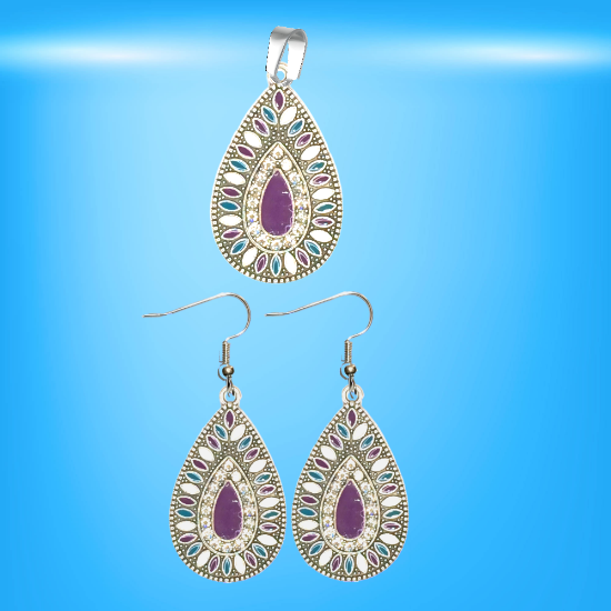 Imagen de Elegantes Dije(s)  en 1 Par Aretes o  en Juego Alta Durabilidad Gota Grande 35x25mm + Incrustaciones Cristal Zirconia Para Toda Ocasion +9 MOdelos a Escoger x1aregg
