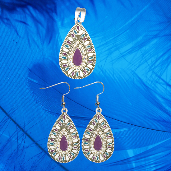 Imagen de Elegantes Dije(s)  en 1 Par Aretes o  en Juego Alta Durabilidad Gota Grande 35x25mm + Incrustaciones Cristal Zirconia Para Toda Ocasion +9 MOdelos a Escoger x1aregg
