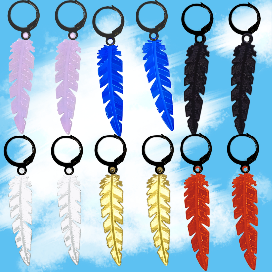 Imagen de 1 Par de Plumas Etnicas Grandes Acero en Arracaditas Acero Color Negro Alta Durabilidad+5 Modelos y Colores Para Escoger CUPF&=X1PLu-Lopi