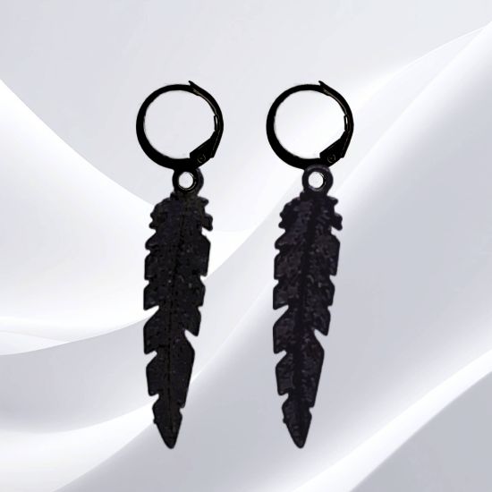 Imagen de 1 Par de Plumas Etnicas Grandes Acero en Arracaditas Acero Color Negro Alta Durabilidad+5 Modelos y Colores Para Escoger CUPF&=X1PLu-Lopi