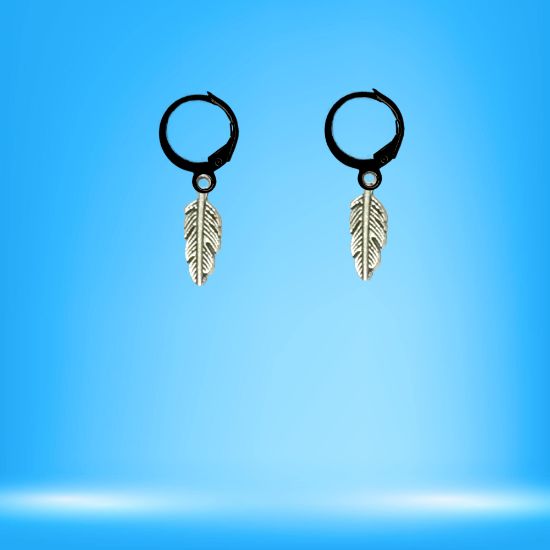 Imagen de 1 Par de Plumas Etnicas Chicas o Largas Acero en Arracaditas Acero Color Negro Alta Durabilidad+20 Modelos y Colores Para Escoger Alta Durabilidad CUPF&=X1plu-Lopi