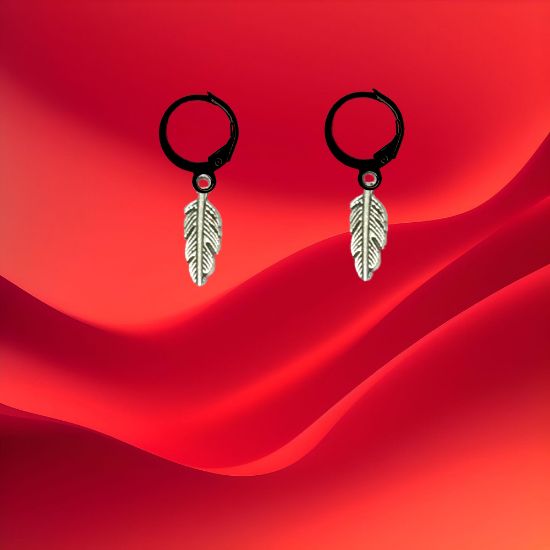 Imagen de 1 Par de Plumas Etnicas Chicas o Largas Acero en Arracaditas Acero Color Negro Alta Durabilidad+20 Modelos y Colores Para Escoger Alta Durabilidad CUPF&=X1plu-Lopi