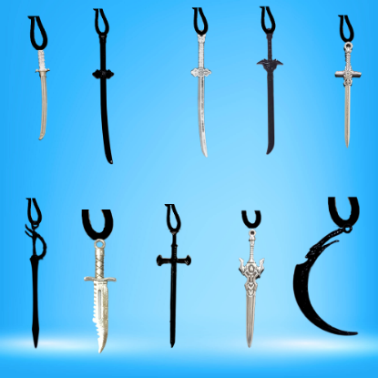 Imagen de Dije de Espada Larga Tipo Vikingo o Medieval o Samurai o Arabe en Collar + de 20 Modelos para Escoger x1-3