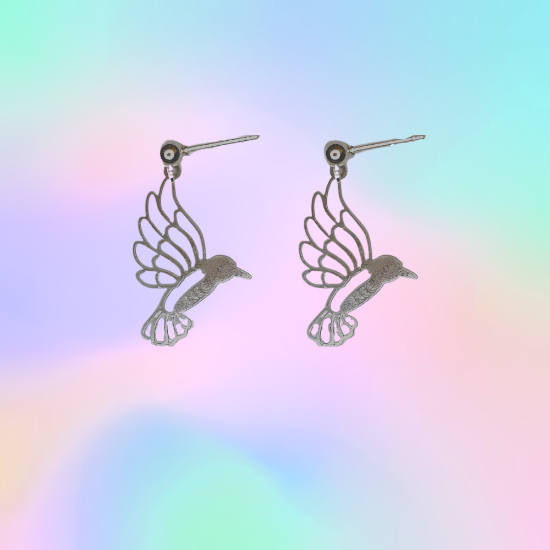 Imagen de 1 Par de Bonitos Colibries en Aretes Acero Alta Durabilidad +5 Modelos y Colores para Escoger x1-4colib