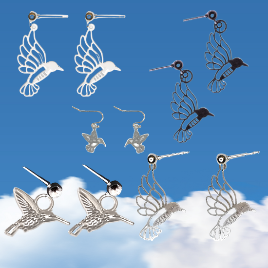 Imagen de 1 Par de Bonitos Colibries en Aretes Acero Alta Durabilidad +5 Modelos y Colores para Escoger x1-4colib