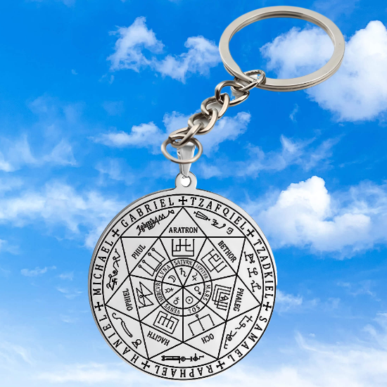 Imagen de 1 Llavero con 1 Dije Curado Intensionado de 1 Arcangel (Miguel o Gabriel o  Rafael, Etc.) 30x30mm en Alas de Angel 80x60 mm   Poderosisimo Talisman Protector En Collar + 9 ARCANGELES para Escoger X1-5