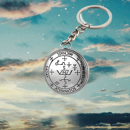 Imagen de 1 Llavero con 1 Dije Curado Intensionado de 1 Arcangel (Miguel o Gabriel o  Rafael, Etc.) 30x30mm en Alas de Angel 80x60 mm   Poderosisimo Talisman Protector En Collar + 9 ARCANGELES para Escoger X1-5