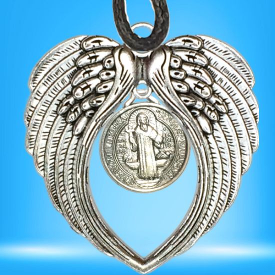 Imagen de Poderoso Talisman Amuleto de Protección INTENSIONADO de San Benito Collar o Llavero o Espanta Espiritus En Alas de Angel +4 Modelos A Escoger x1-6