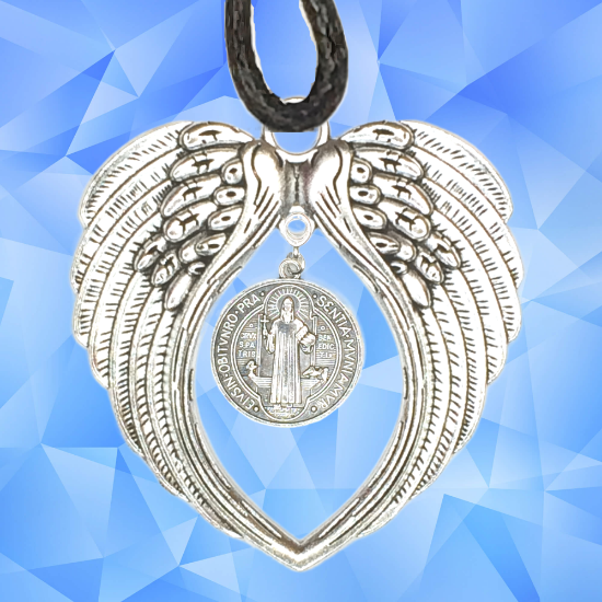 Imagen de Poderoso Talisman Amuleto de Protección INTENSIONADO de San Benito Collar o Llavero o Espanta Espiritus En Alas de Angel +4 Modelos A Escoger x1-6