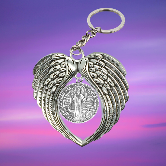 Imagen de Poderoso Talisman Amuleto de Protección INTENSIONADO de San Benito Collar o Llavero o Espanta Espiritus En Alas de Angel +4 Modelos A Escoger x1-6