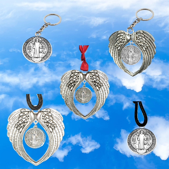 Imagen de Poderoso Talisman Amuleto de Protección INTENSIONADO de San Benito Collar o Llavero o Espanta Espiritus En Alas de Angel +4 Modelos A Escoger x1-6