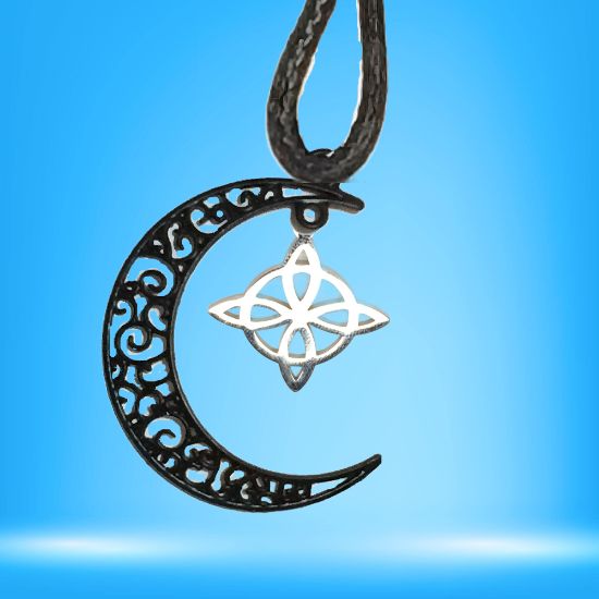 Imagen de Dije Nudo de bruja  Curado en luna Para Escoger 41x31 cmm Collar  45+5cm-Collar AJUSTABLE x1-NB